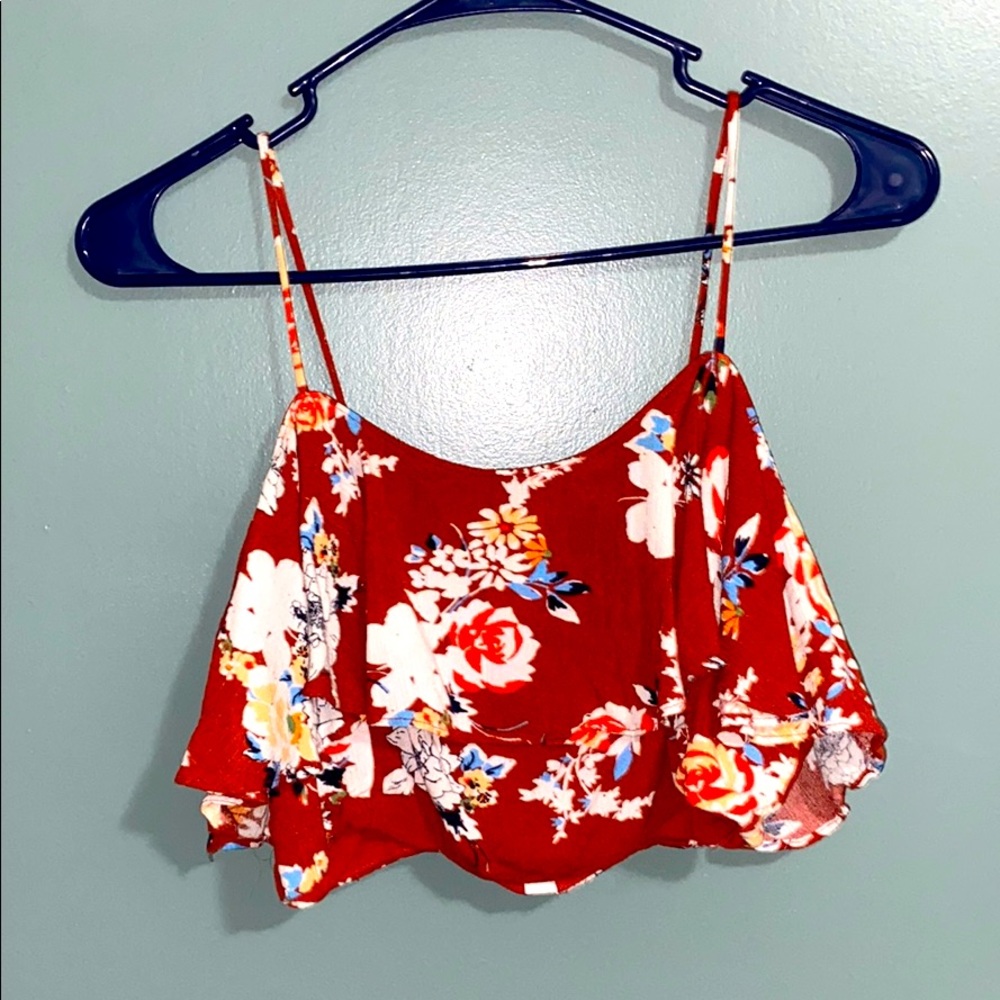 floral spaghetti strap crop top